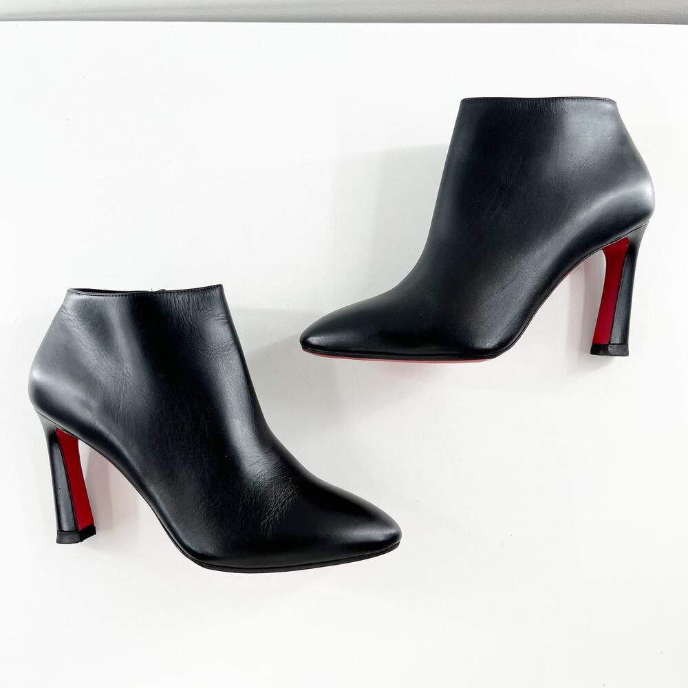Christian Louboutin Eleonor 85 Leather Ankle Boots Booties Black 39 - Picture 10 of 12